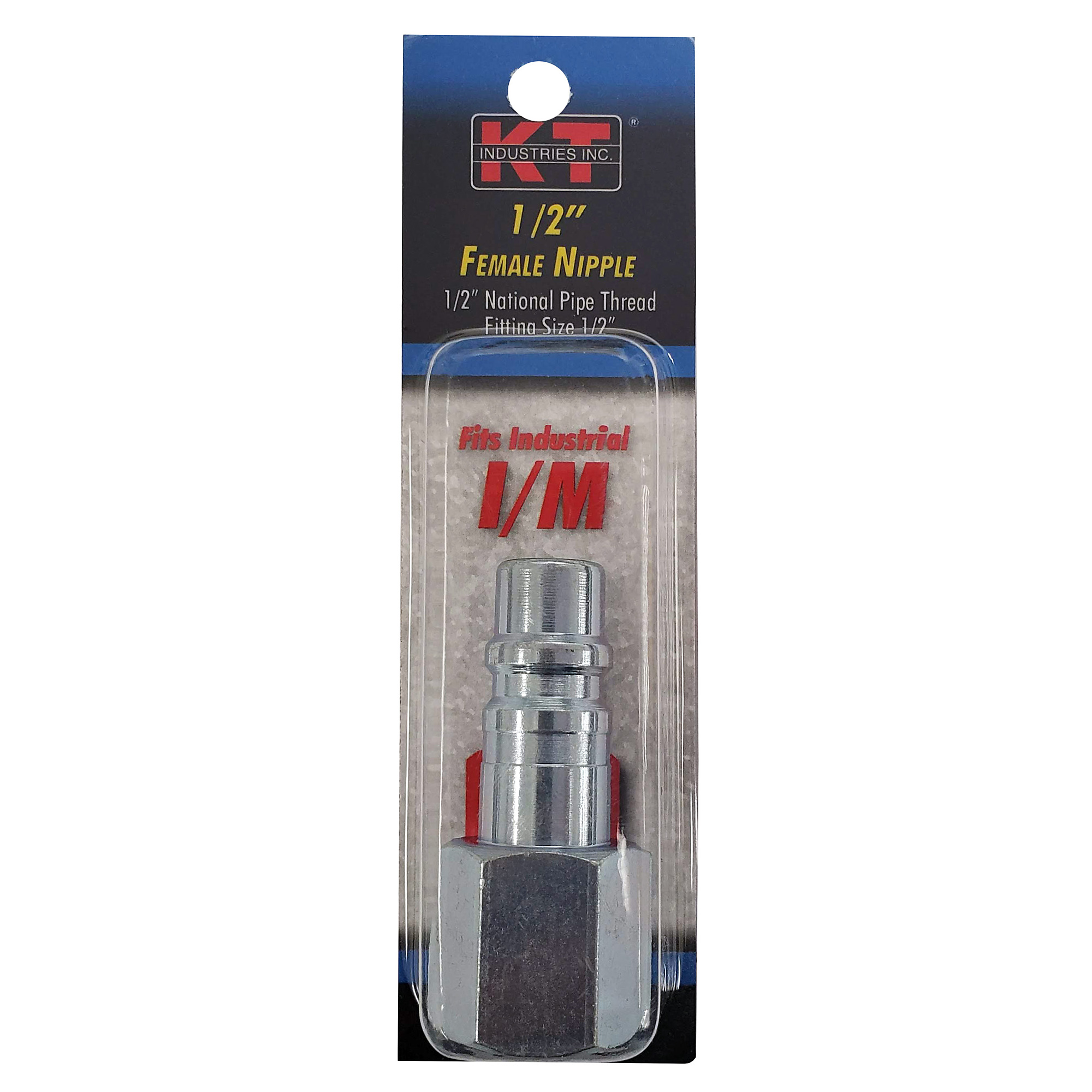 K-T Industries Industrial Nipple — 1/2in. Female NPT, Steel, Zinc-Plated, Model# 6-5127